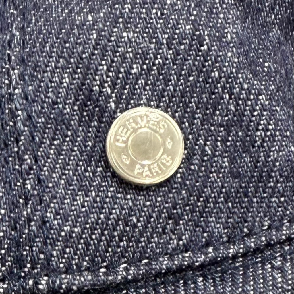 Hermes Bob Eden Sellier Linen 100% Silver Hat Bucket Hat Indigo 57 — view 6