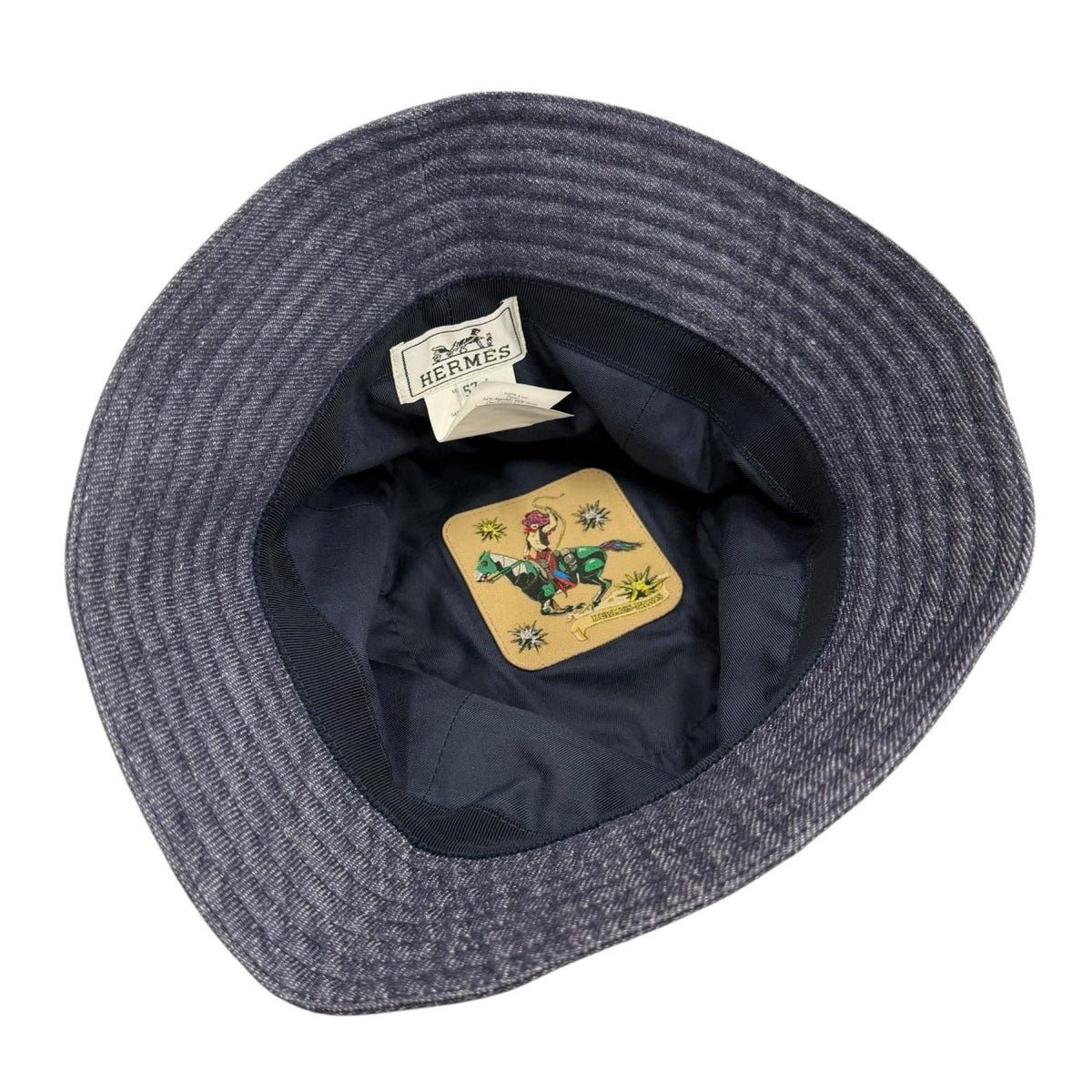 Hermes Bob Eden Sellier Linen 100% Silver Hat Bucket Hat Indigo 57 — view 5