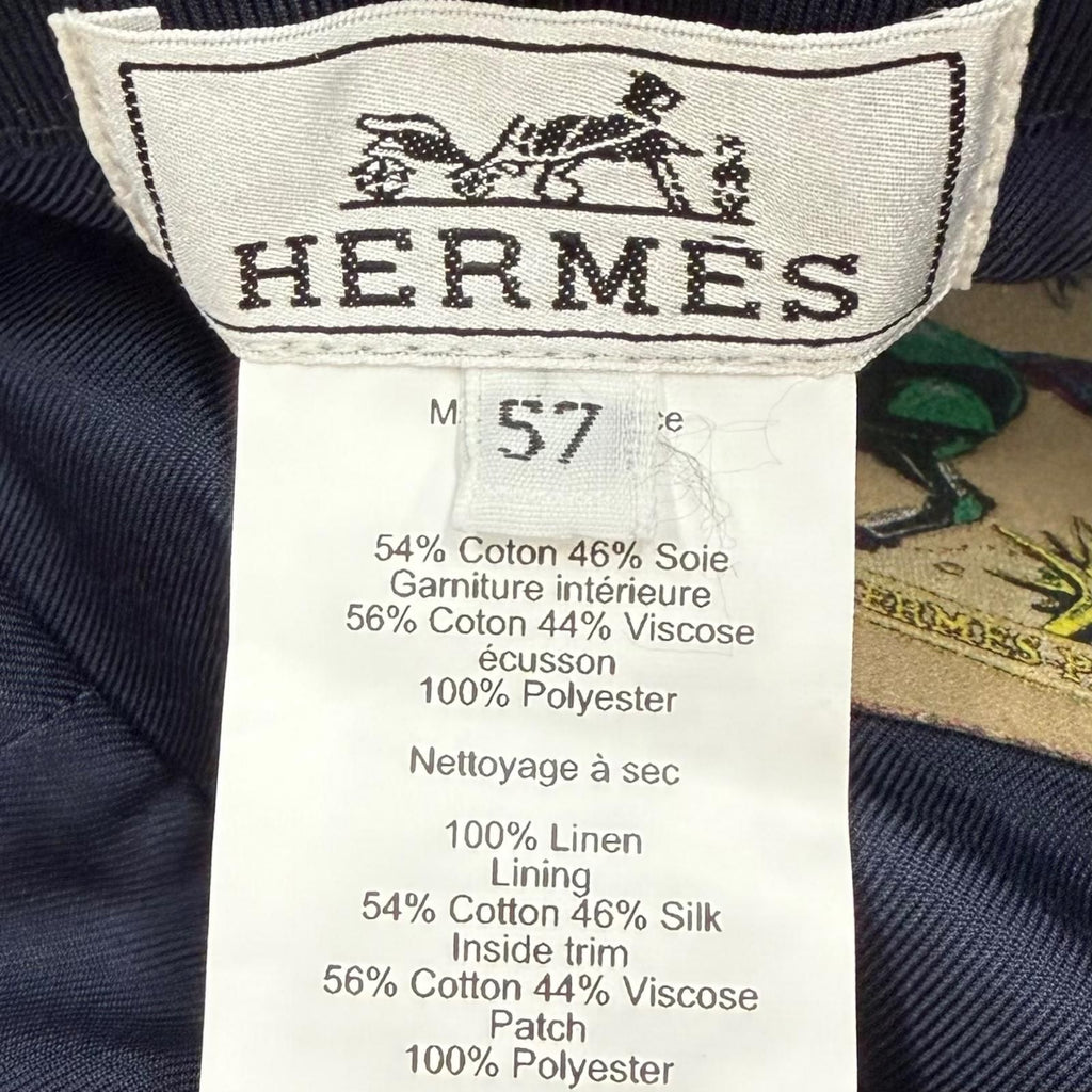 Hermes Bob Eden Sellier Linen 100% Silver Hat Bucket Hat Indigo 57 — view 8