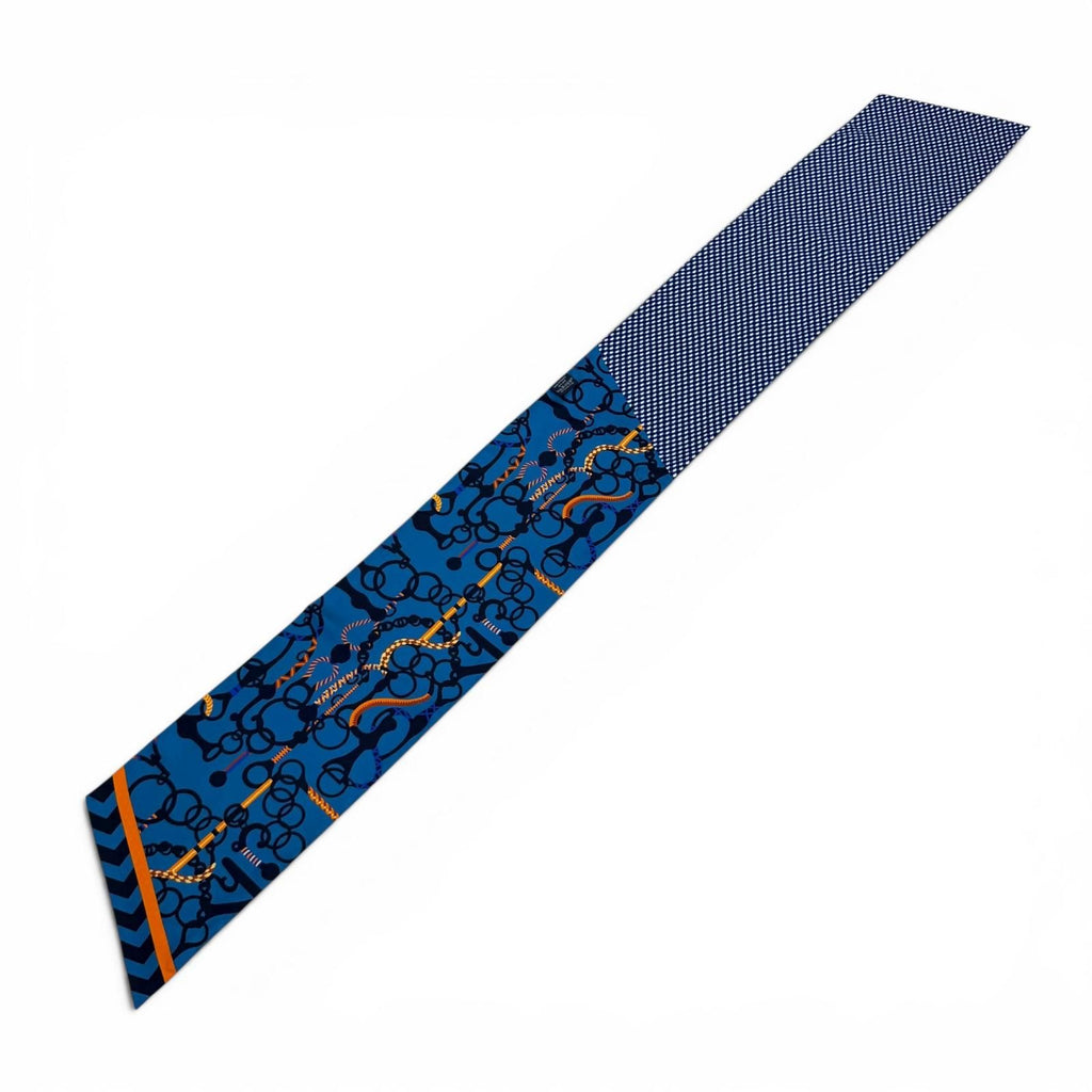 Hermes Twilly Mors Et Tresset Silk 100% Scarf Blue — view 4