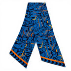 Hermes Twilly Mors Et Tresset Silk 100% Scarf Blue
