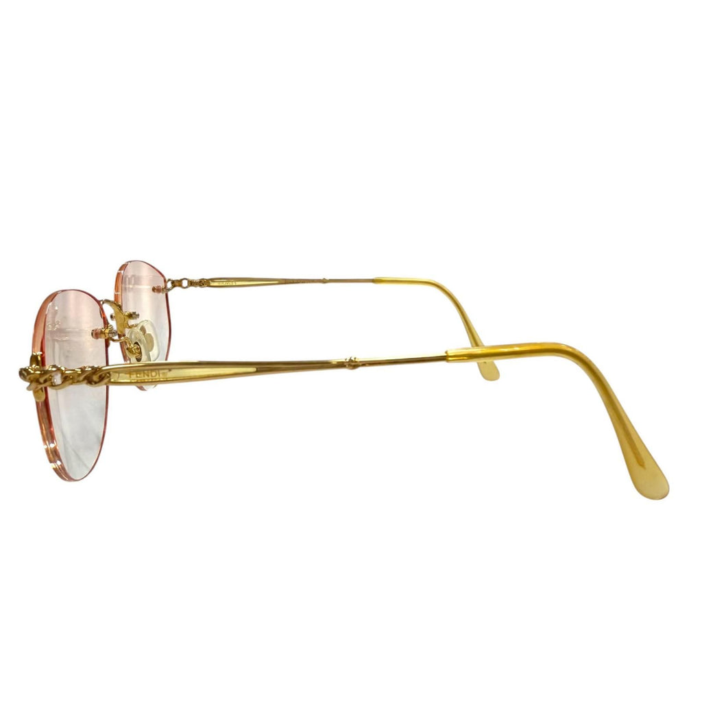 Fendi Chain Sunglasses Gold Clear Beige 53 Prescription Eyewear — view 3