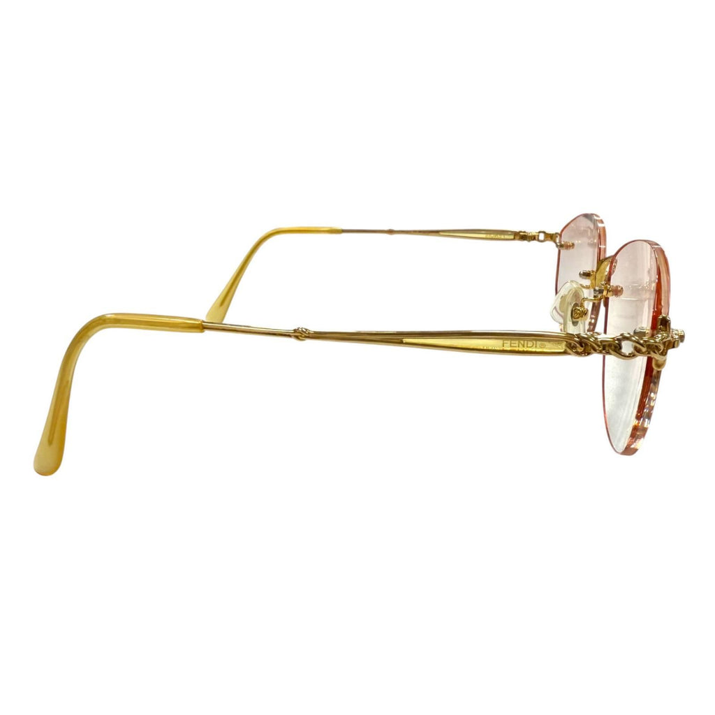 Fendi Chain Sunglasses Gold Clear Beige 53 Prescription Eyewear — view 4