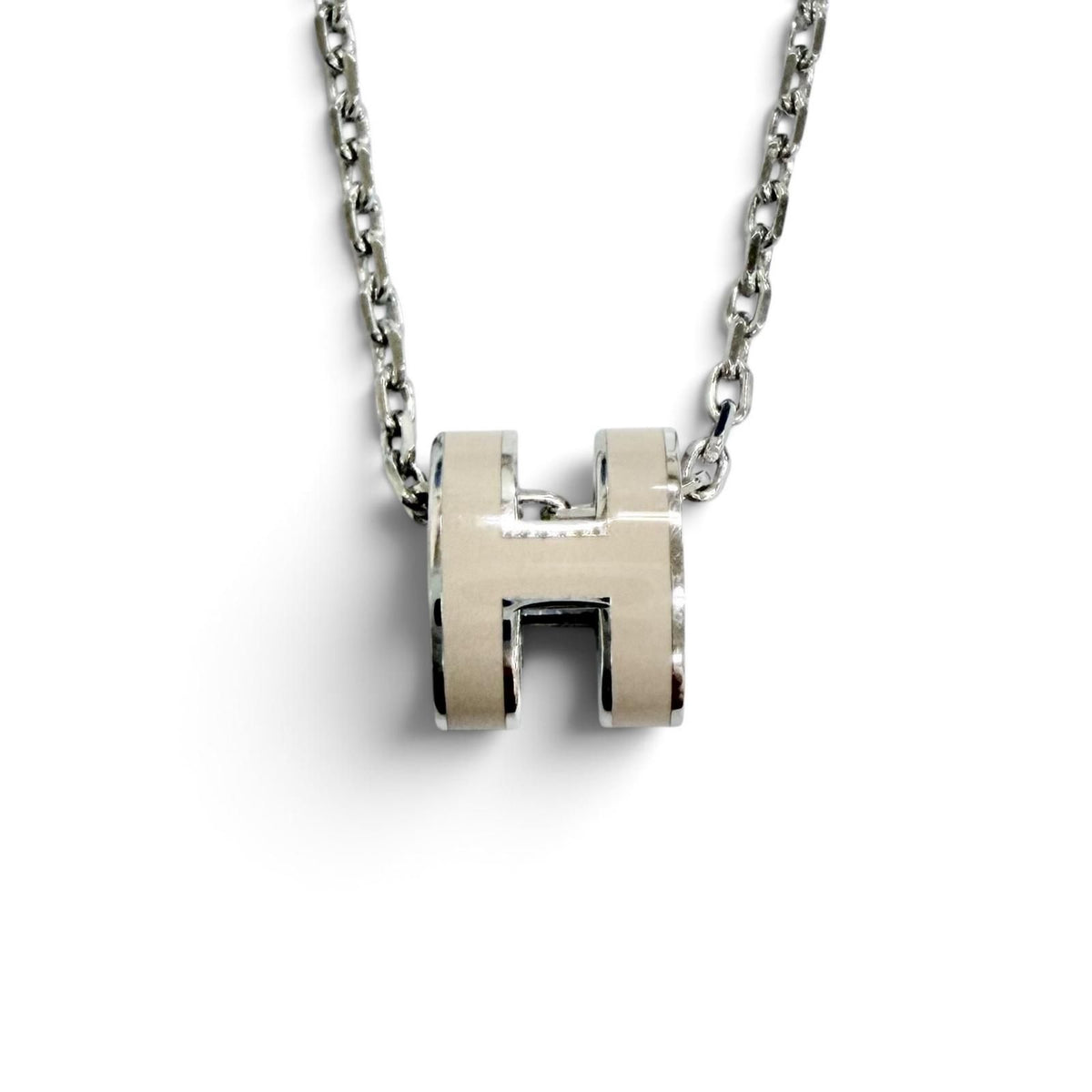 Hermes Mini Pop H Pendant Brown Glace Silver French