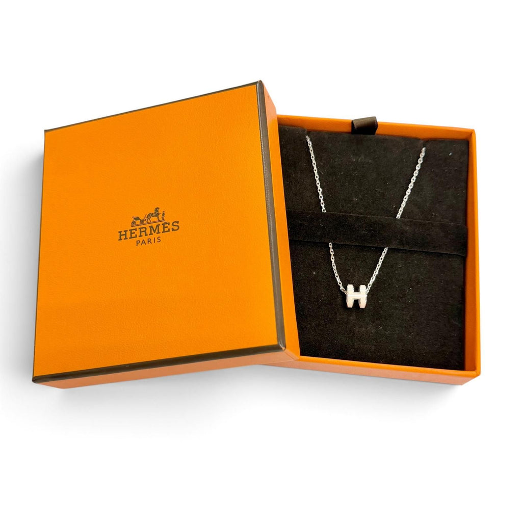 Hermes Mini Pop H Pendant Brown Glace Silver French — view 2
