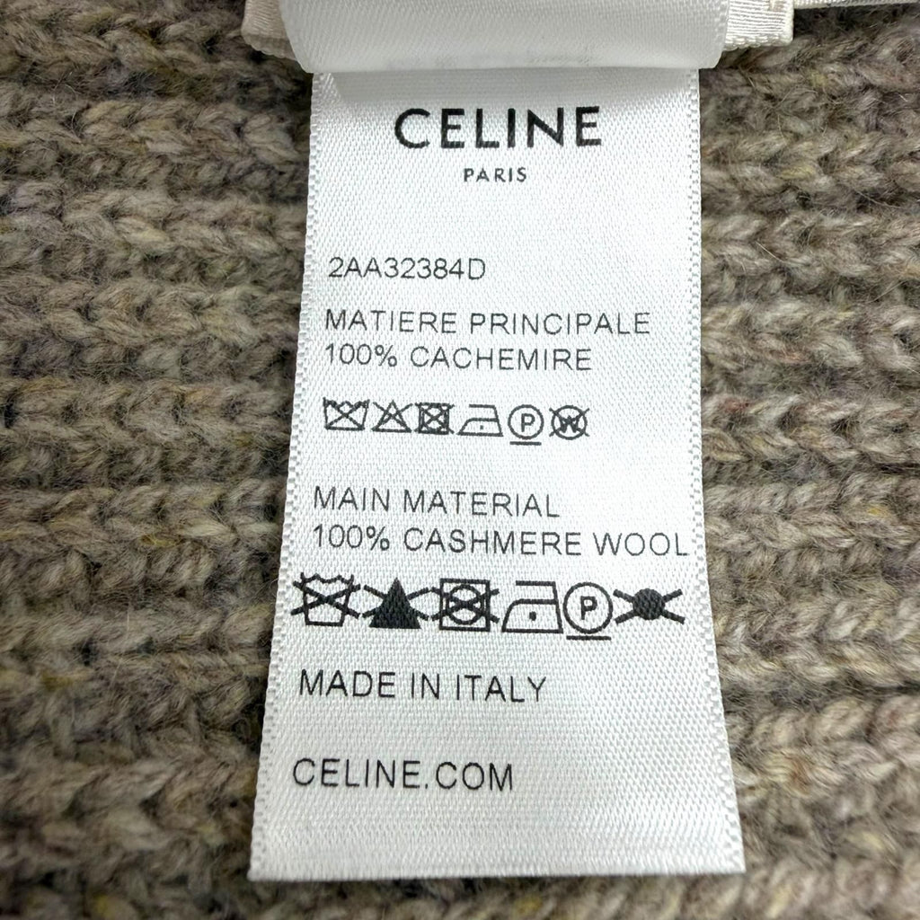 Celine Cashmere 100% Triomphe Hat with Patch Knit Cap Beige TU — view 7