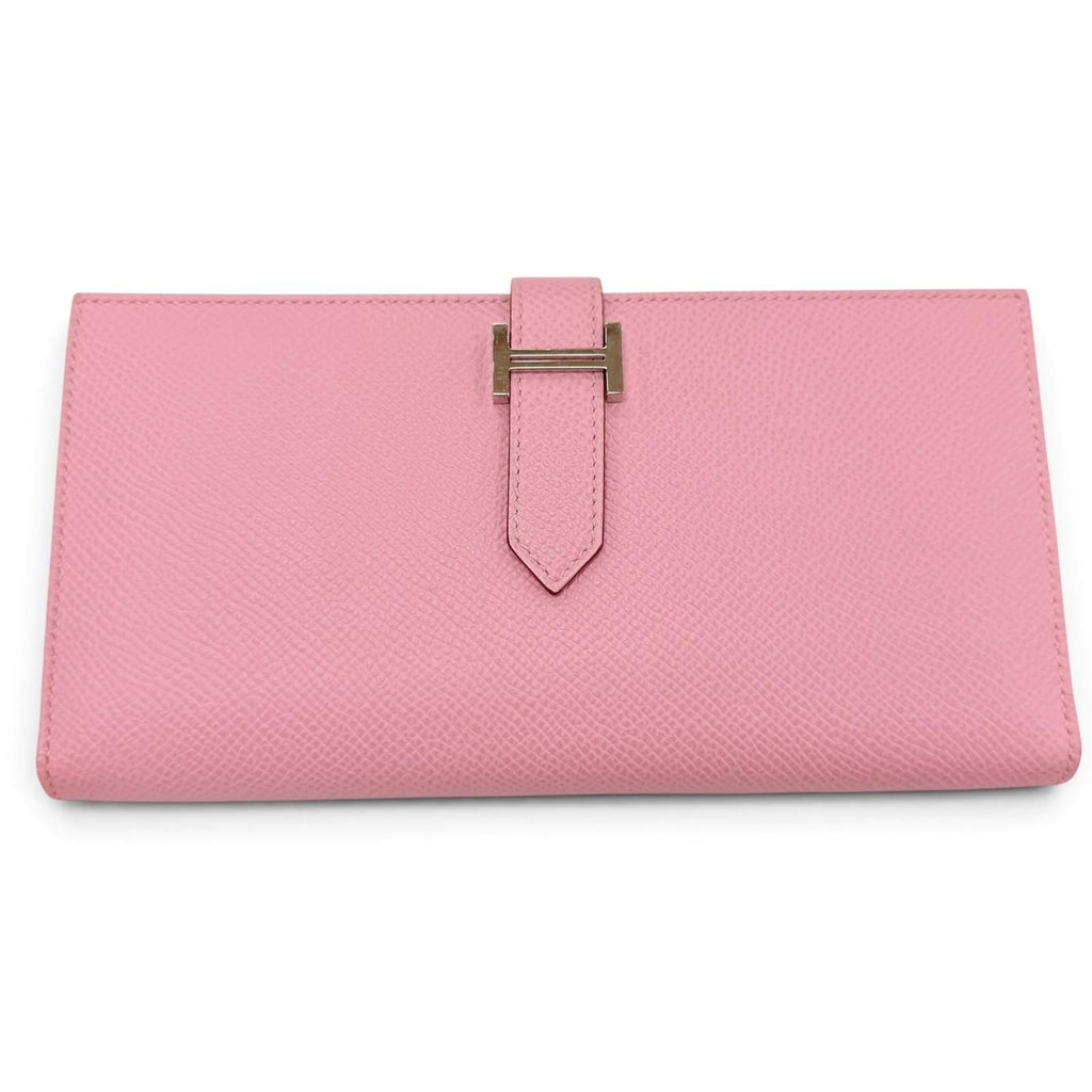Hermes Bearn Soufflet Veau Epsom Mauve Sylvestre Silver Wallet