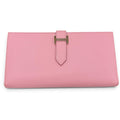 Hermes Bearn Soufflet Veau Epsom Mauve Sylvestre Silver Wallet