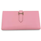 Hermes Bearn Soufflet Veau Epsom Mauve Sylvestre Silver Wallet