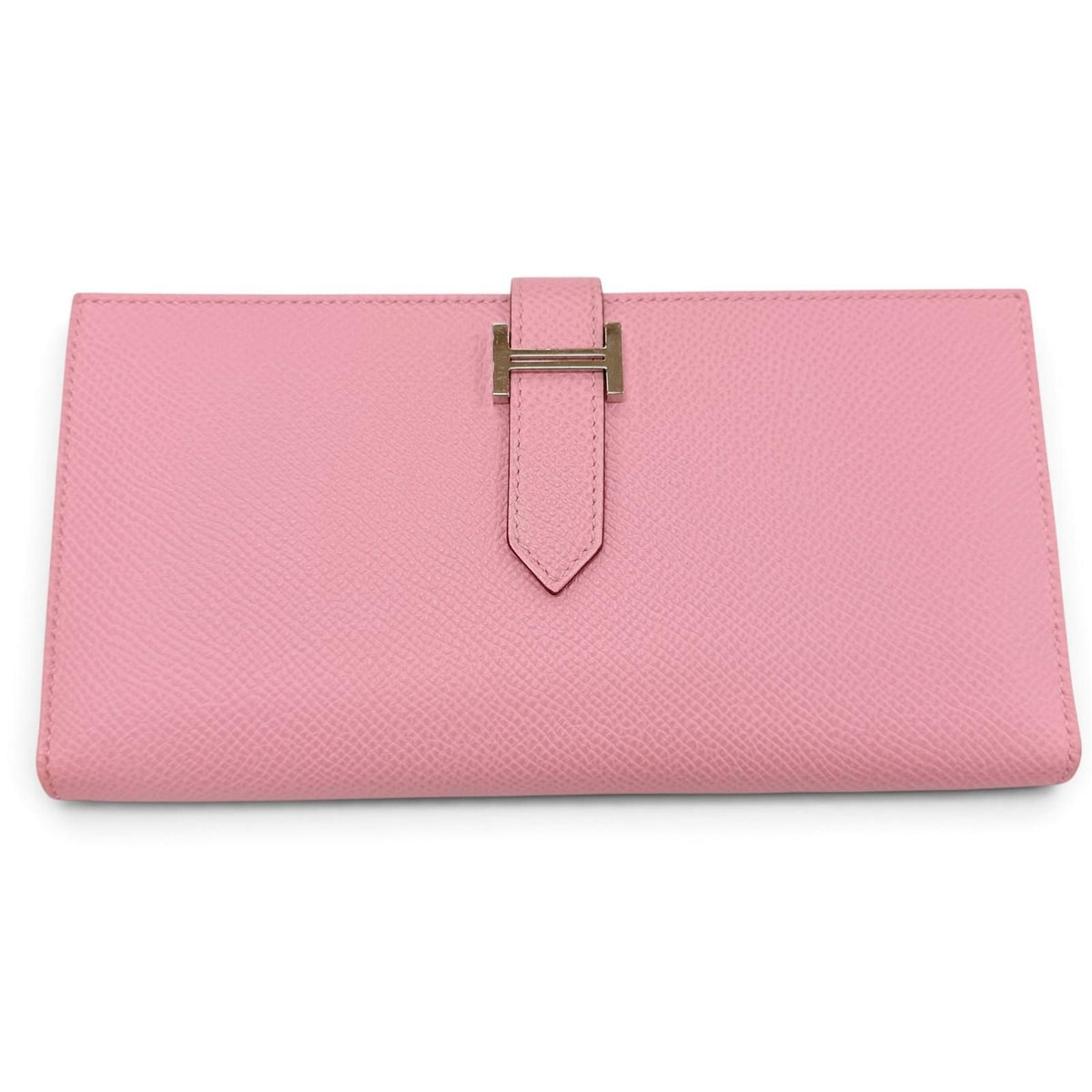 Hermes Bearn Soufflet Veau Epsom Mauve Sylvestre Silver Wallet