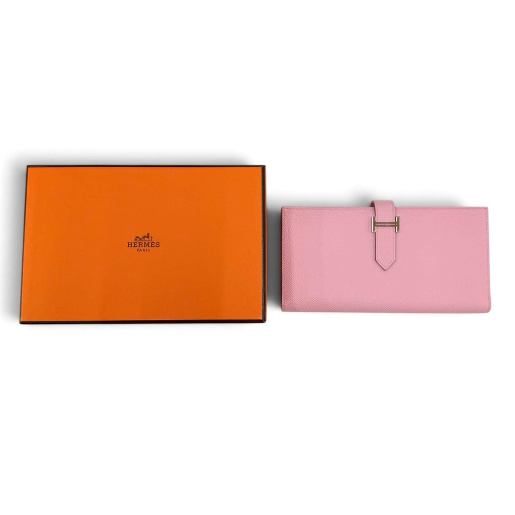 Hermes Bearn Soufflet Veau Epsom Mauve Sylvestre Silver Wallet — view 2