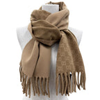 Gucci Wool Cashmere GG Jacquard Two Tone Scarf Beige 35 — view 2