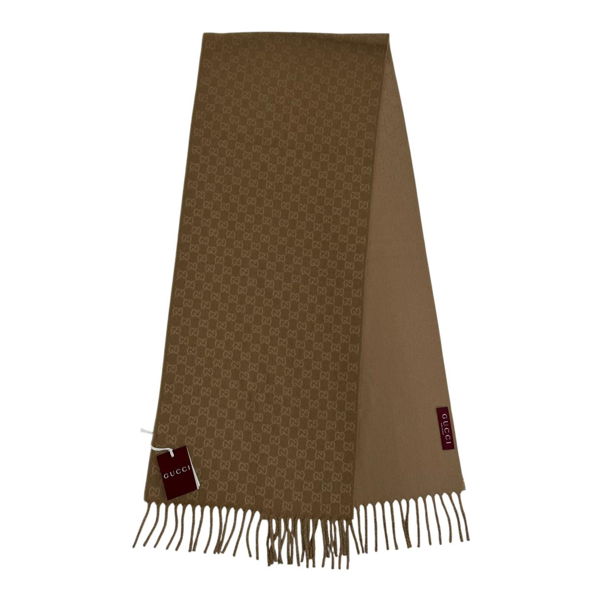 Gucci Wool Cashmere GG Jacquard Two Tone Scarf Beige 35 — view 3