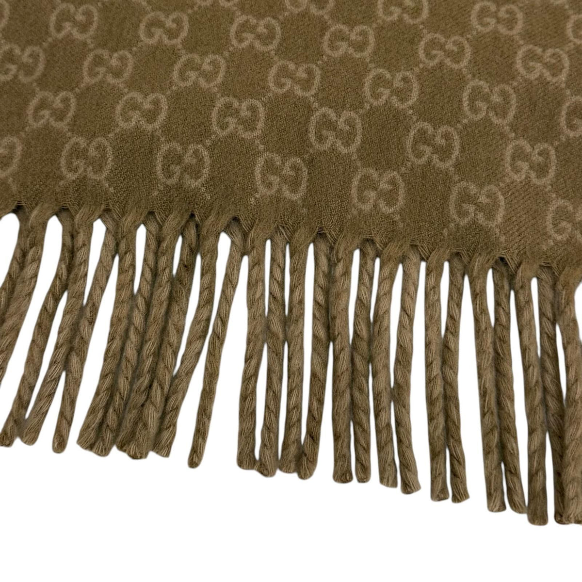 Gucci Wool Cashmere GG Jacquard Two Tone Scarf Beige 35 — view 5