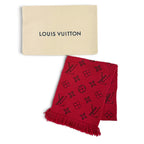 Louis Vuitton Logomania Scarf Wool Silk Ruby Monogram Fringe Red — view 2