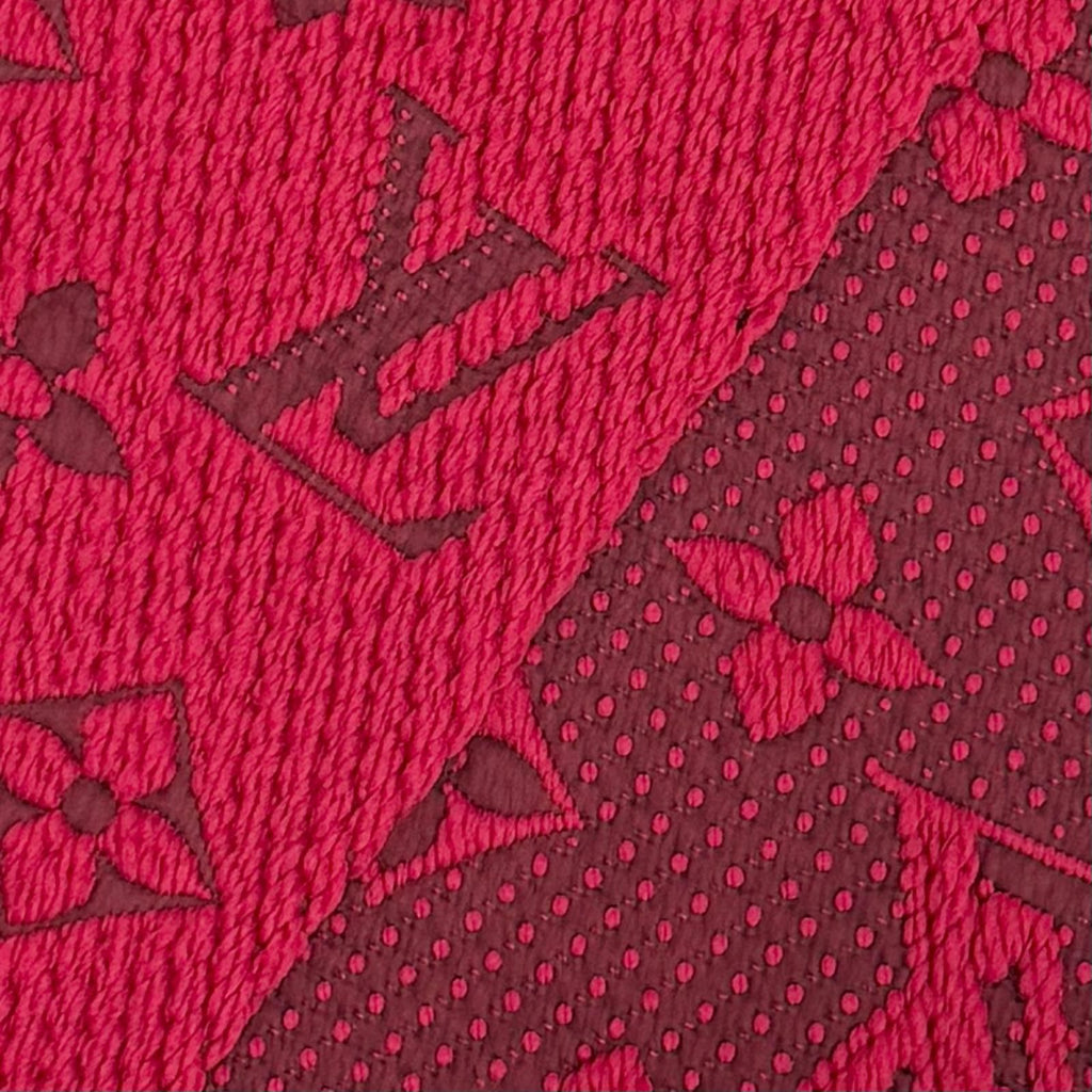 Louis Vuitton Logomania Scarf Wool Silk Ruby Monogram Fringe Red — view 5