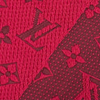 Louis Vuitton Logomania Scarf Wool Silk Ruby Monogram Fringe Red — view 5