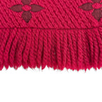 Louis Vuitton Logomania Scarf Wool Silk Ruby Monogram Fringe Red — view 6