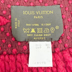 Louis Vuitton Logomania Scarf Wool Silk Ruby Monogram Fringe Red — view 7