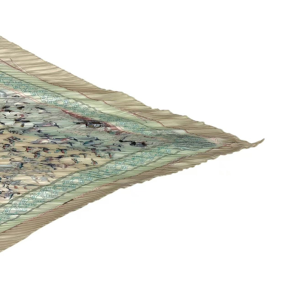 Hermes Pleats Scarf Silk Libres Comme L'air the Sky Is Green — view 5