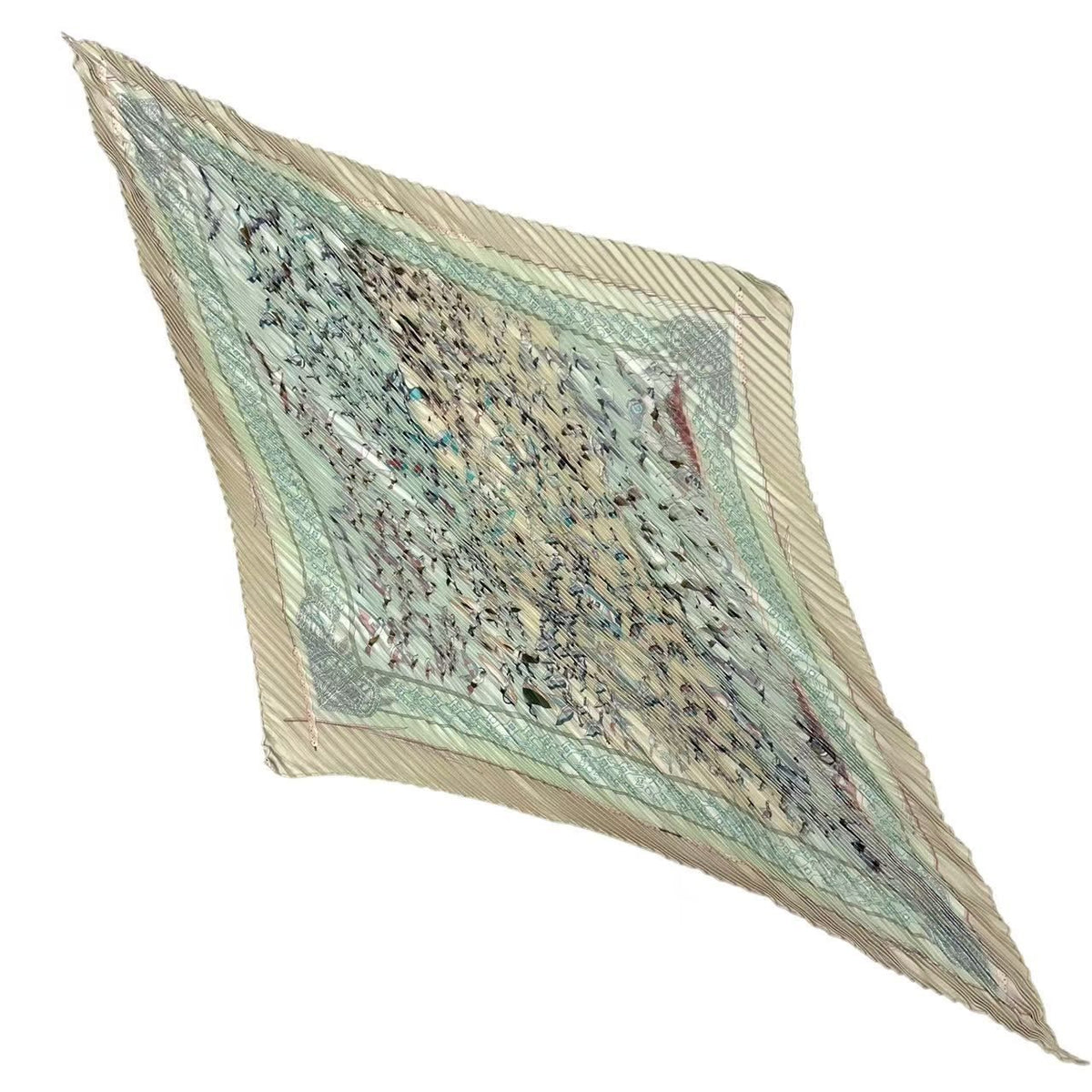 Hermes Pleats Scarf Silk Libres Comme L'air the Sky Is Green — view 2
