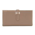 Hermes Bearn Soufflet Etaupe Silver Wallet Chevre