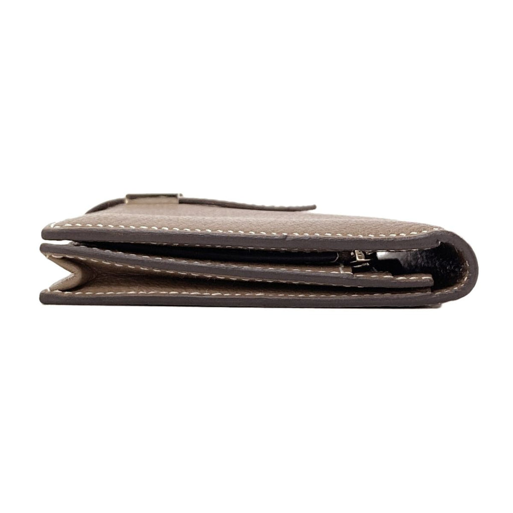 Hermes Bearn Soufflet Etaupe Silver Wallet Chevre — view 3
