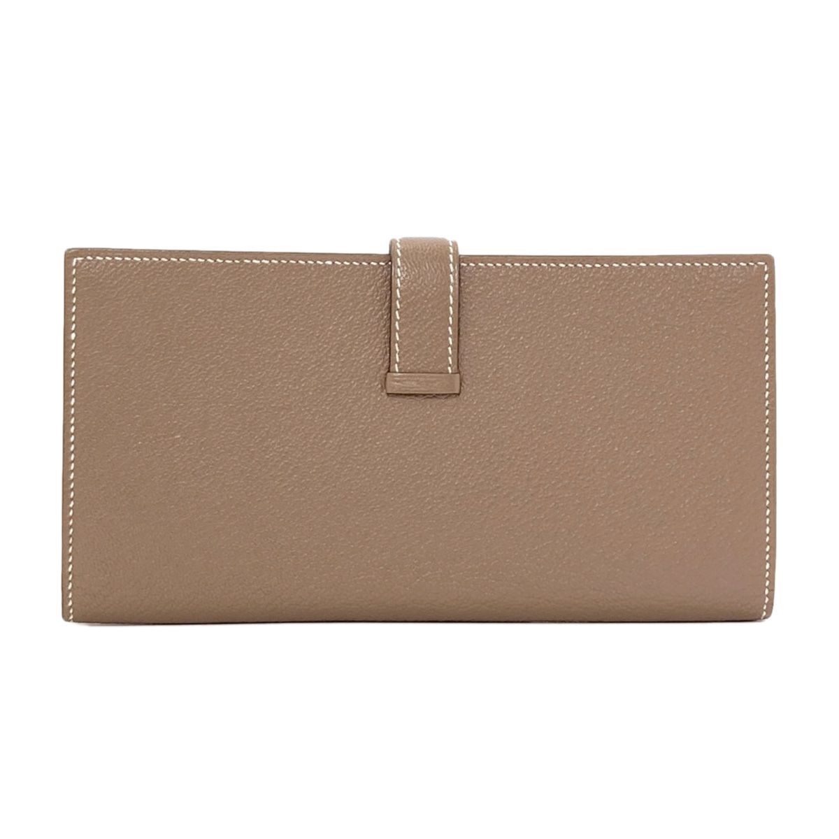 Hermes Bearn Soufflet Etaupe Silver Wallet Chevre — view 2