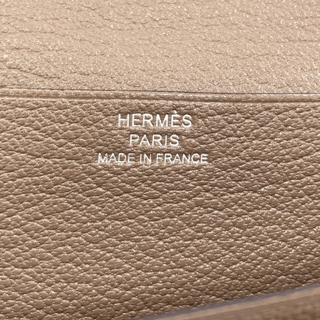 Hermes Bearn Soufflet Etaupe Silver Wallet Chevre — view 7