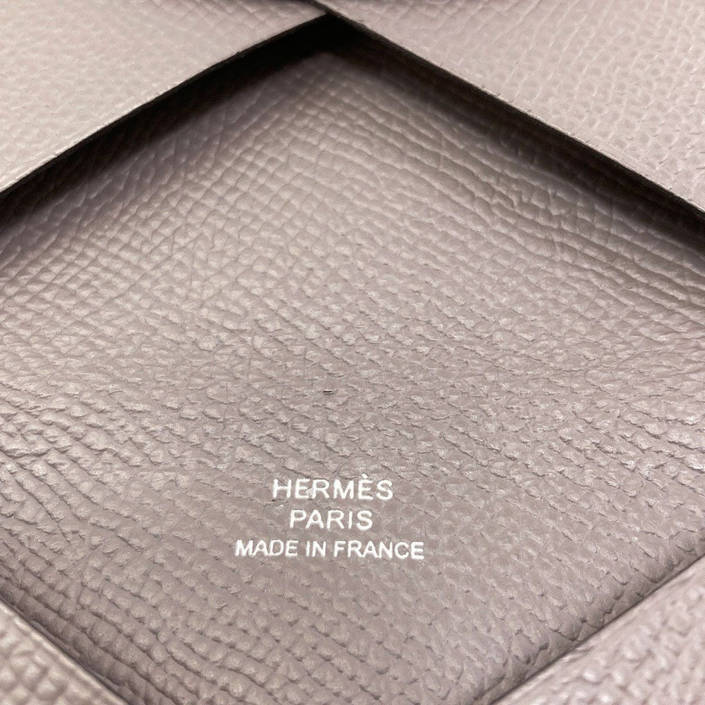 Hermes Calvi Silver Card Case Epsom — view 7