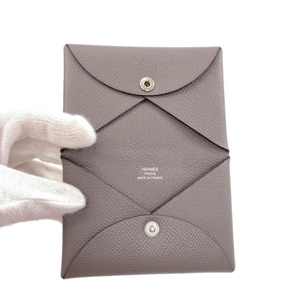 Hermes Calvi Silver Card Case Epsom — view 4