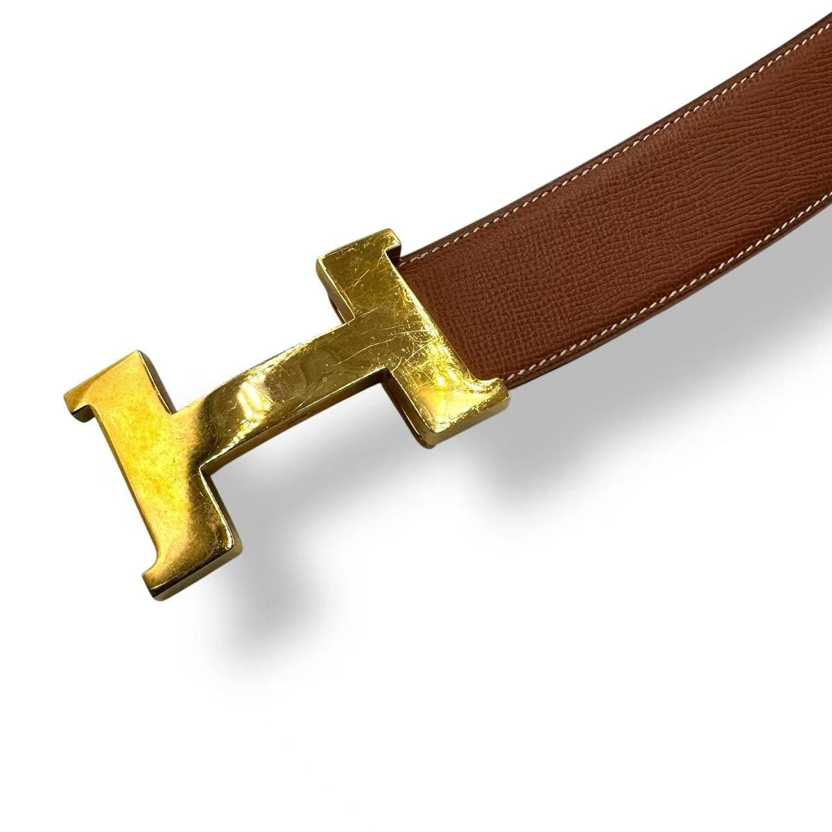 Hermes Belt Reversible Buckle Leather H Logo Gold — view 3