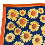 Hermes Scarf Large Sunflower Pattern Orange Navy — view 2