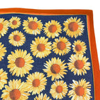 Hermes Scarf Large Sunflower Pattern Orange Navy — view 3