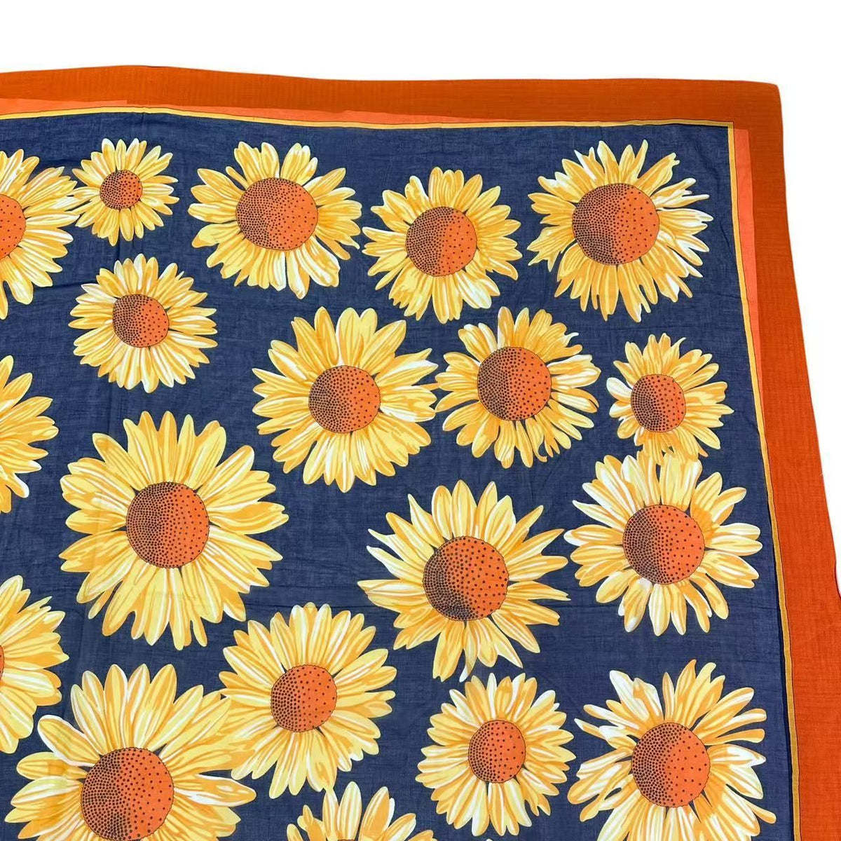 Hermes Scarf Large Sunflower Pattern Orange Navy — view 3