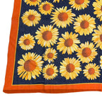Hermes Scarf Large Sunflower Pattern Orange Navy — view 4