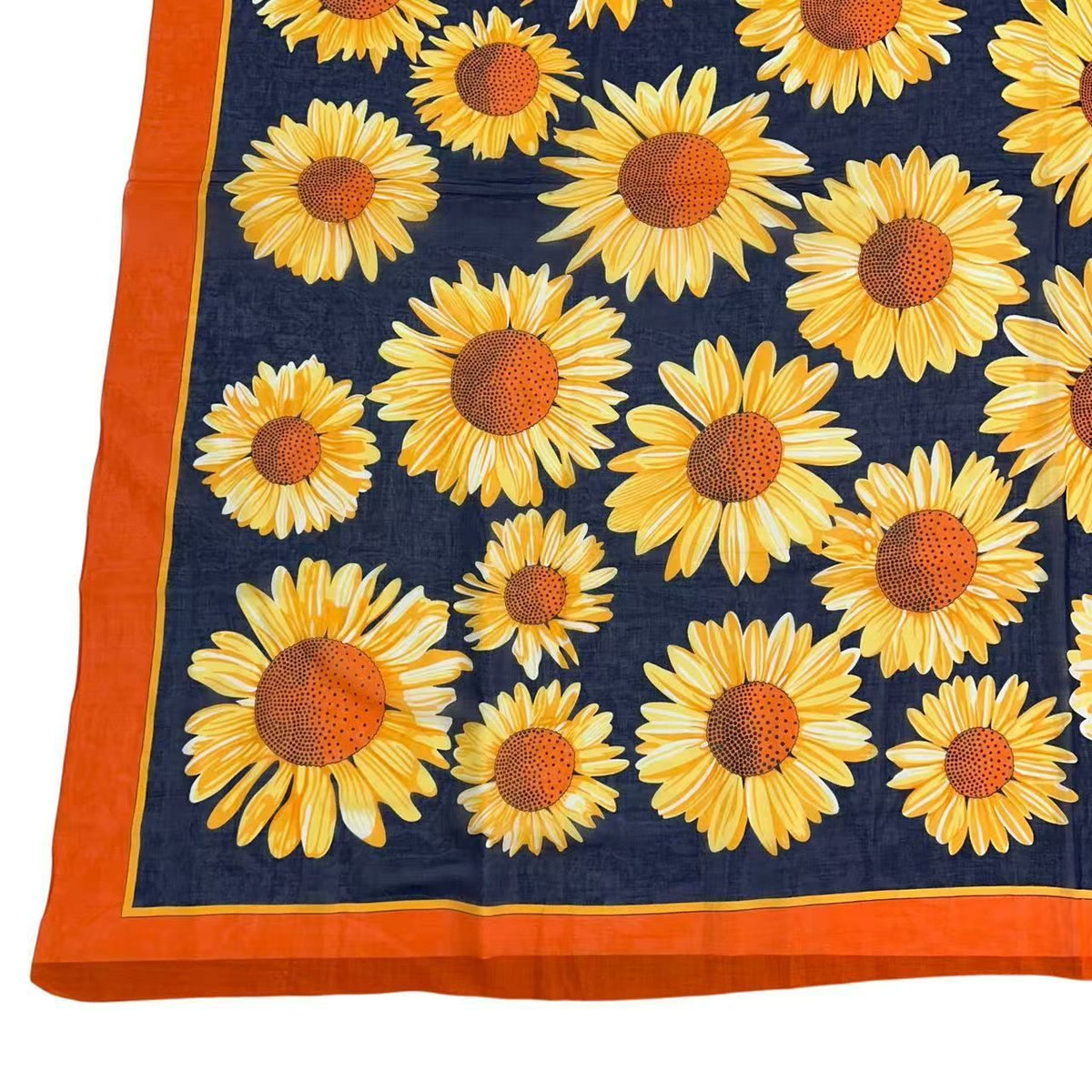 Hermes Scarf Large Sunflower Pattern Orange Navy — view 4