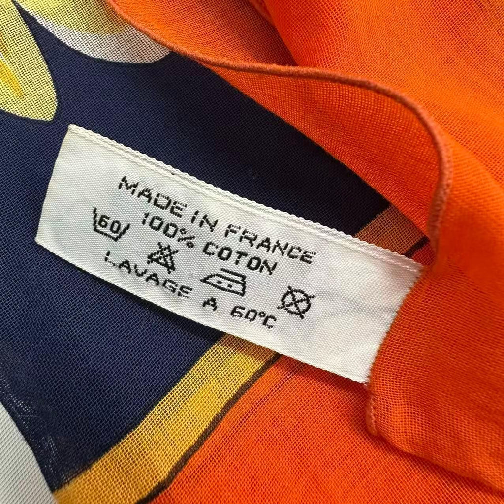 Hermes Scarf Large Sunflower Pattern Orange Navy — view 7