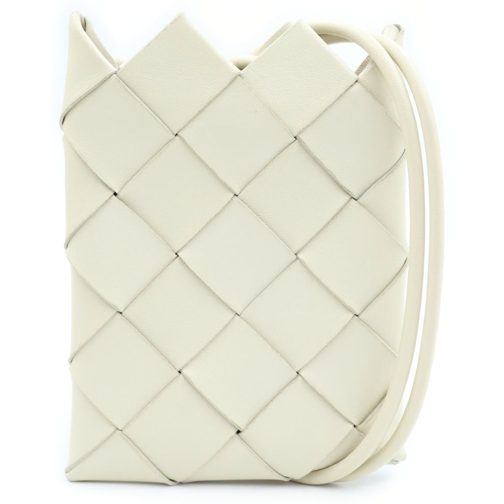 Bottega Veneta Intrecciato Pochette Phone Pouch Leather Ivory