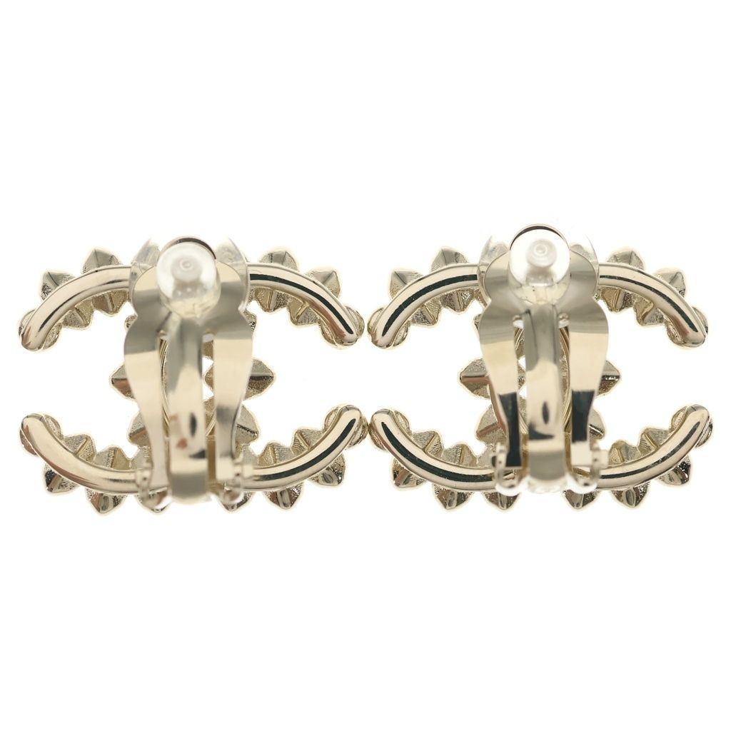 Chanel Rhinestone Faux Pearl Earrings Gold — view 2