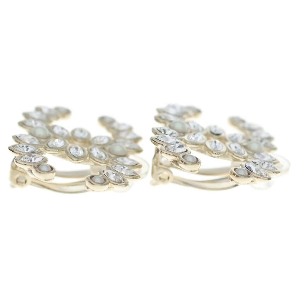 Chanel Rhinestone Faux Pearl Earrings Gold — view 3