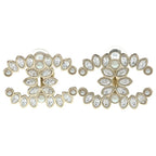 Chanel Rhinestone Faux Pearl Earrings Gold