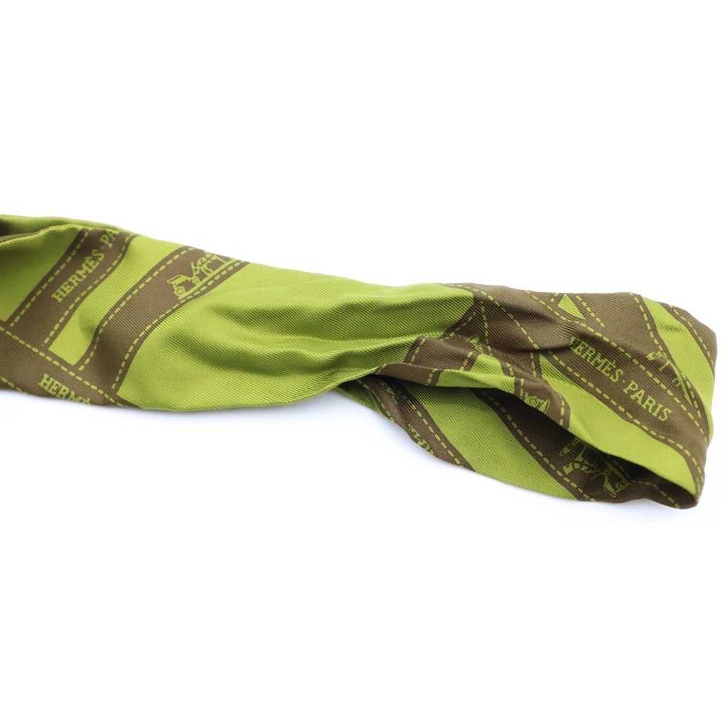 Hermes Silk Twilly Scarf Bolduc Ribbon Green — view 3