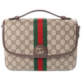 Gucci Ophidia Medium 2-Way Top Handle Shoulder Bag Beige Brown Leather Gold