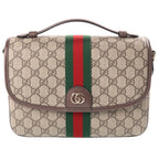 Gucci Ophidia Medium 2-Way Top Handle Shoulder Bag Beige Brown Leather Gold