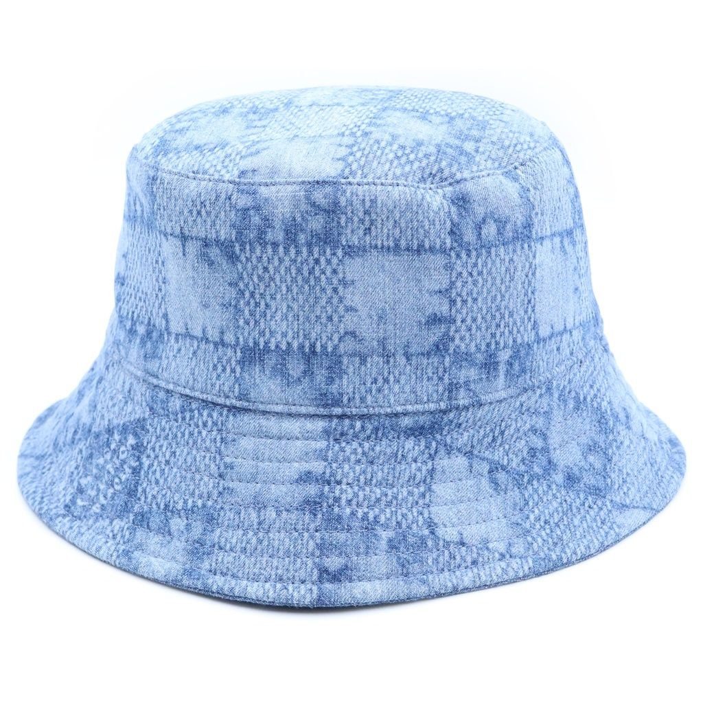 Louis Vuitton Damier Reversible Logo Embroidery Cotton Bucket Hat Indigo — view 3