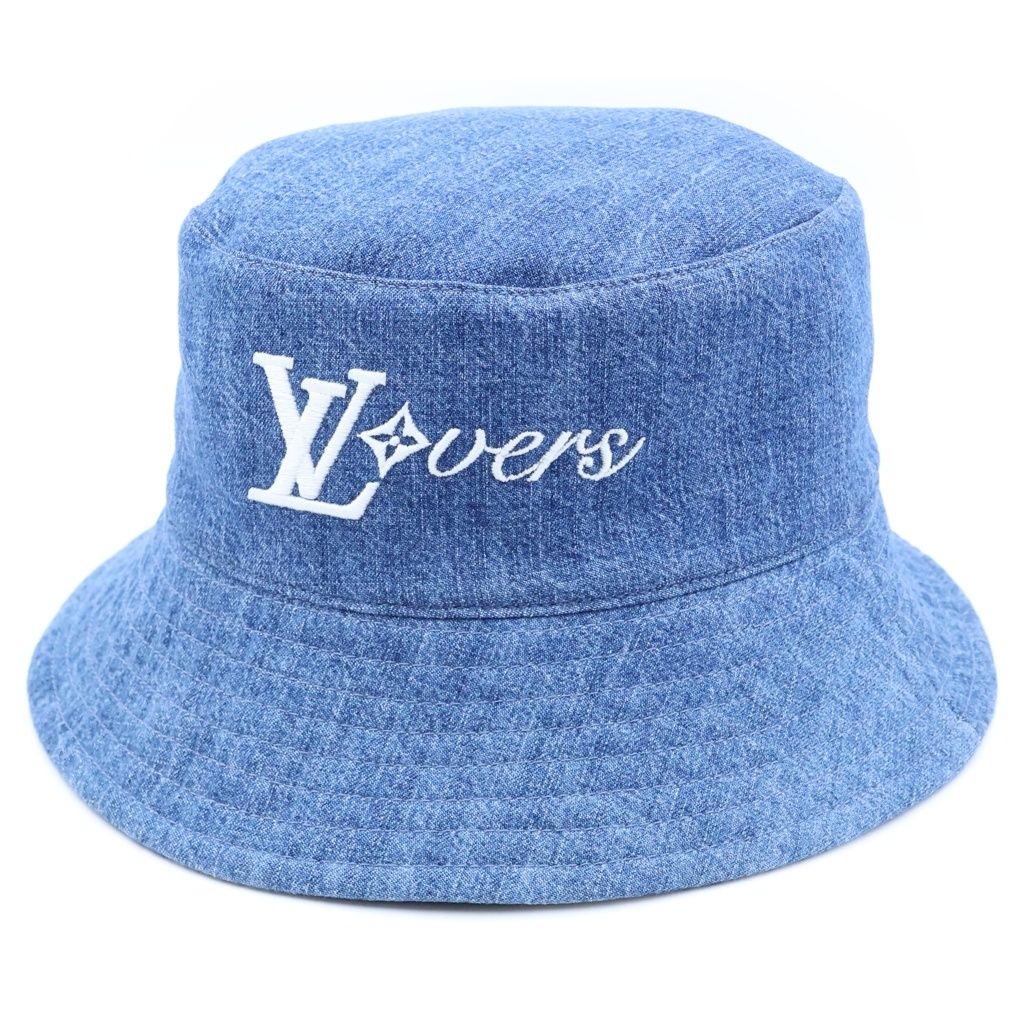 Louis Vuitton Damier Reversible Logo Embroidery Cotton Bucket Hat Indigo — view 5