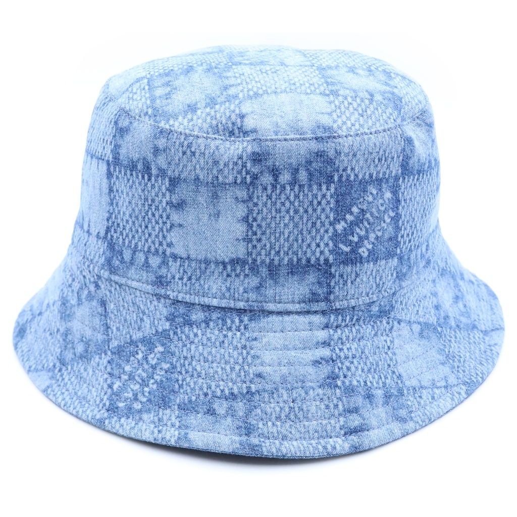 Louis Vuitton Damier Reversible Logo Embroidery Cotton Bucket Hat Indigo