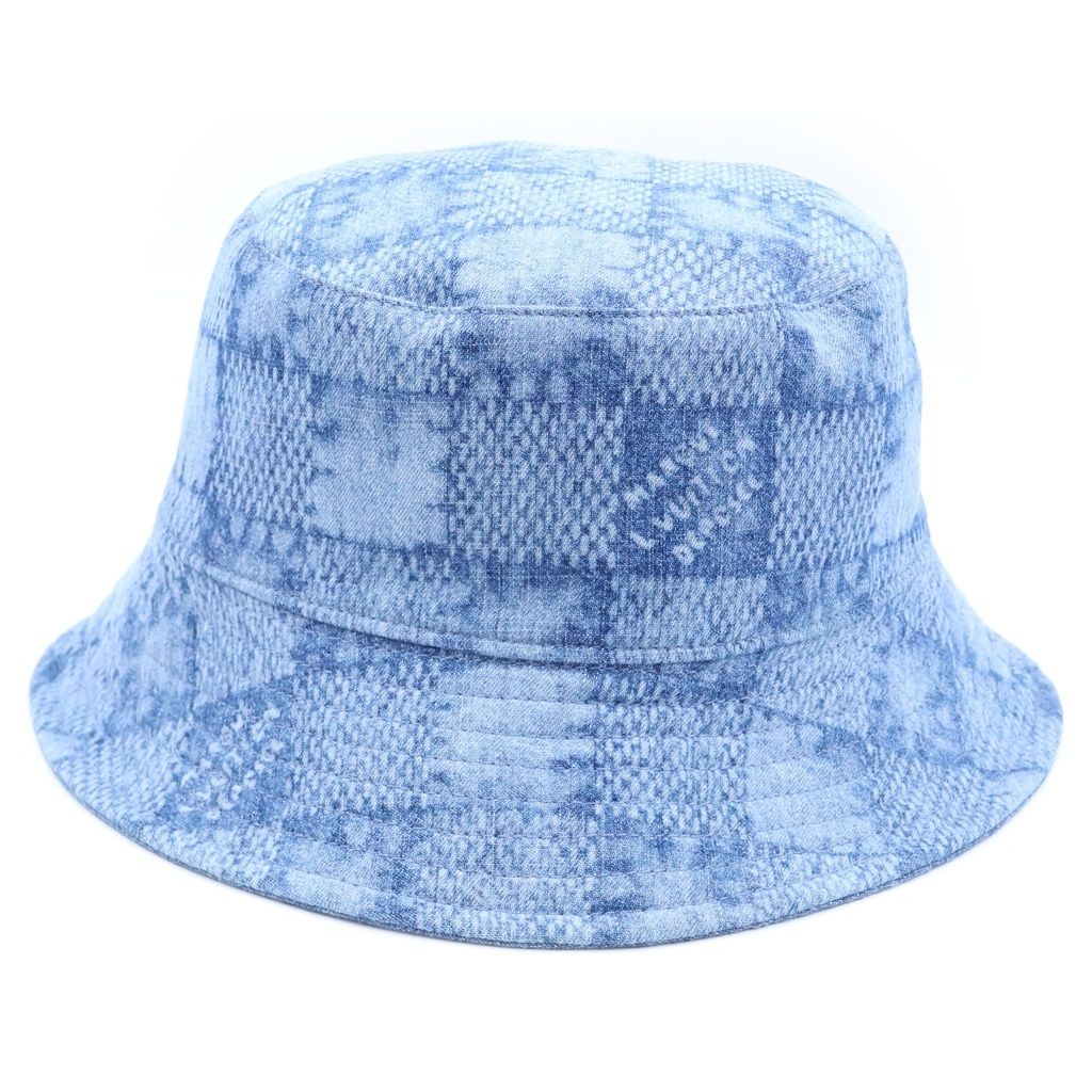 Louis Vuitton Damier Reversible Logo Embroidery Cotton Bucket Hat Indigo — view 4