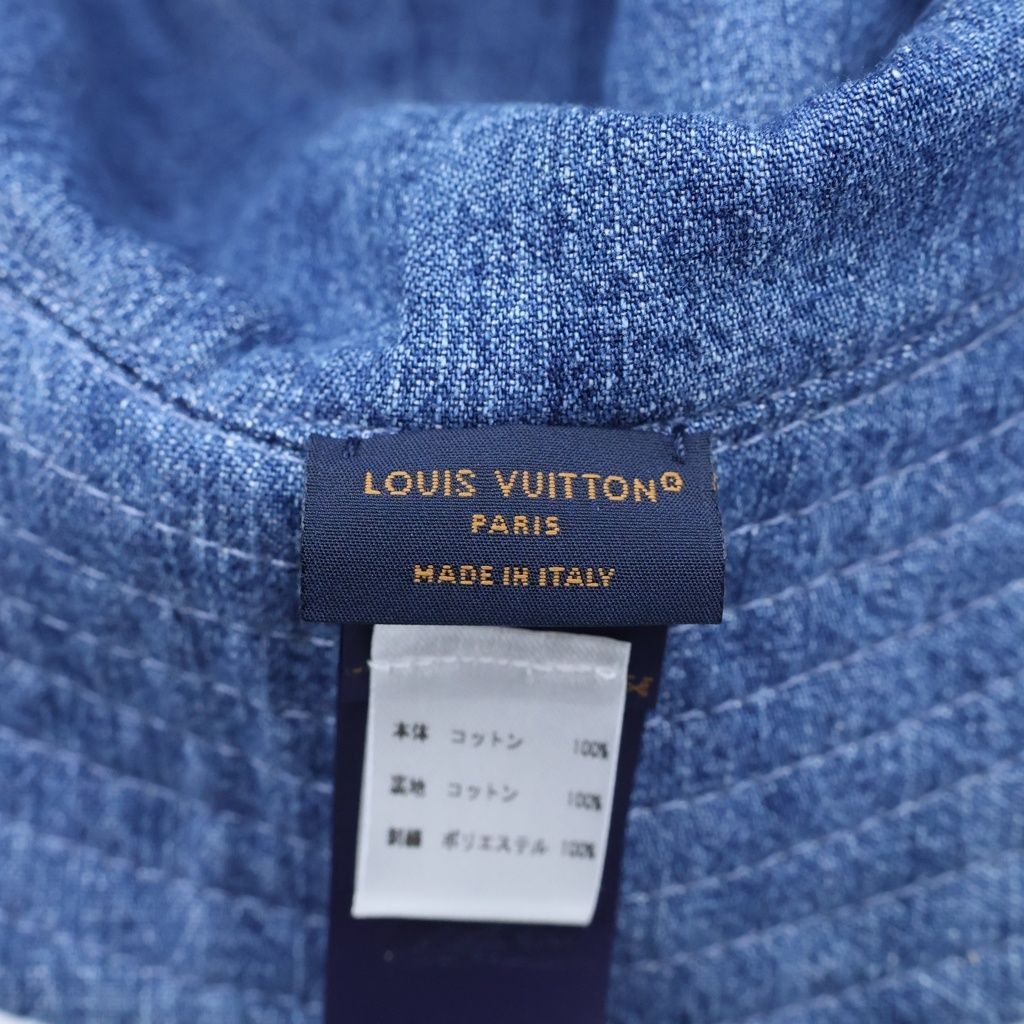 Louis Vuitton Damier Reversible Logo Embroidery Cotton Bucket Hat Indigo — view 7